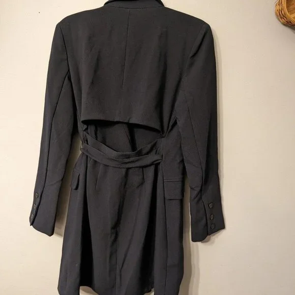 Anthropologie Black Blazer Tie Open Back Dress - 6 - Picture 5 of 6